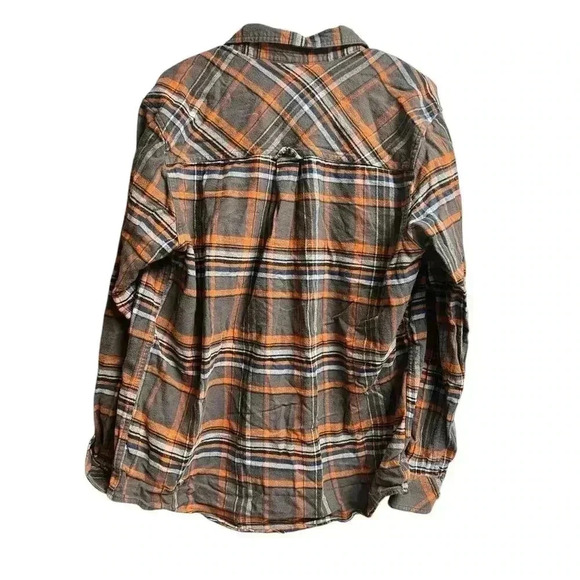 CQR Men's Flannel Shirt Brown Orange Long Sleeve Button Up Size Large - Picture 11 of 11